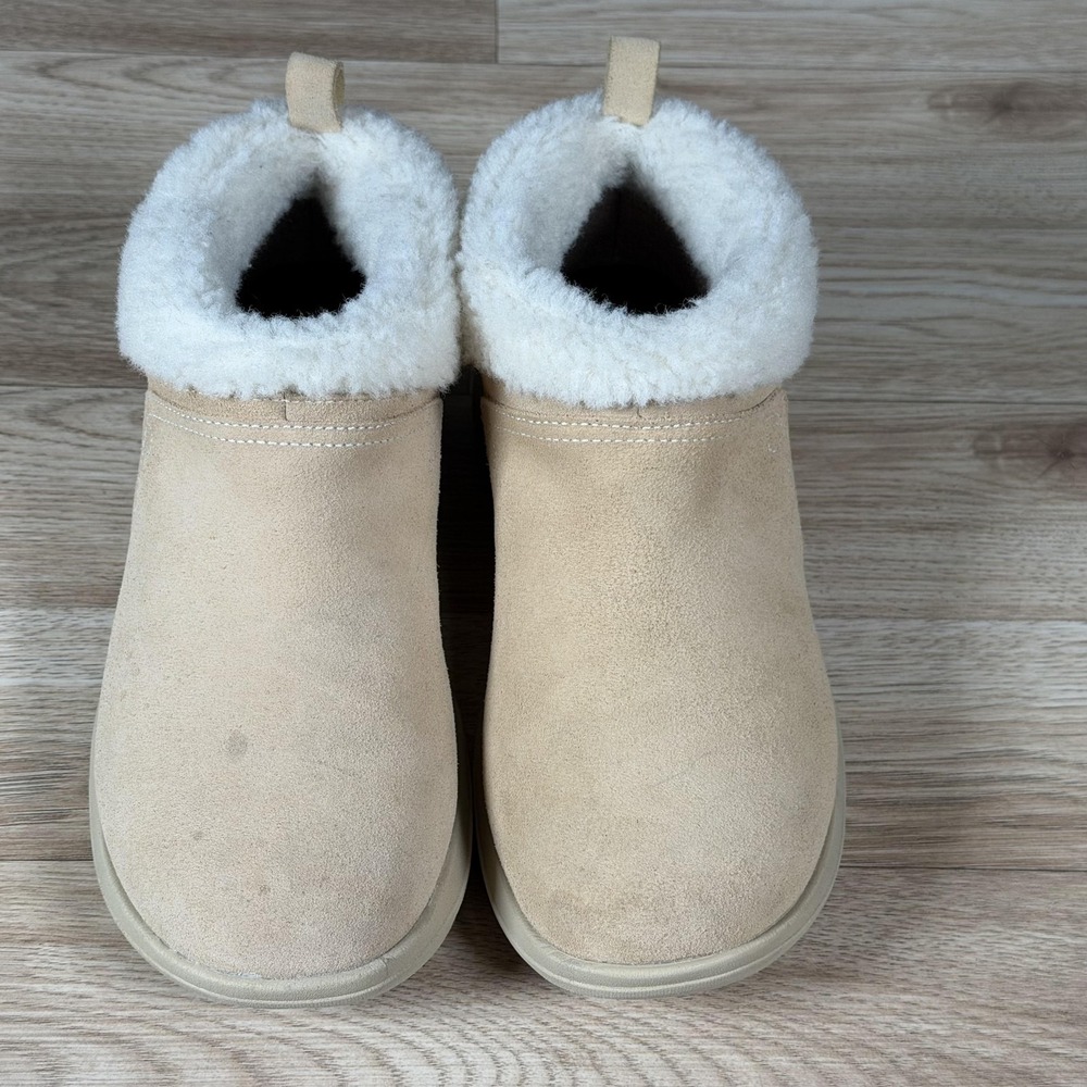 KURU Boots Womens Size 8.5 Beige Tan Draft Lahti Suede Shearling Slip On Cozy - Picture 4 of 9